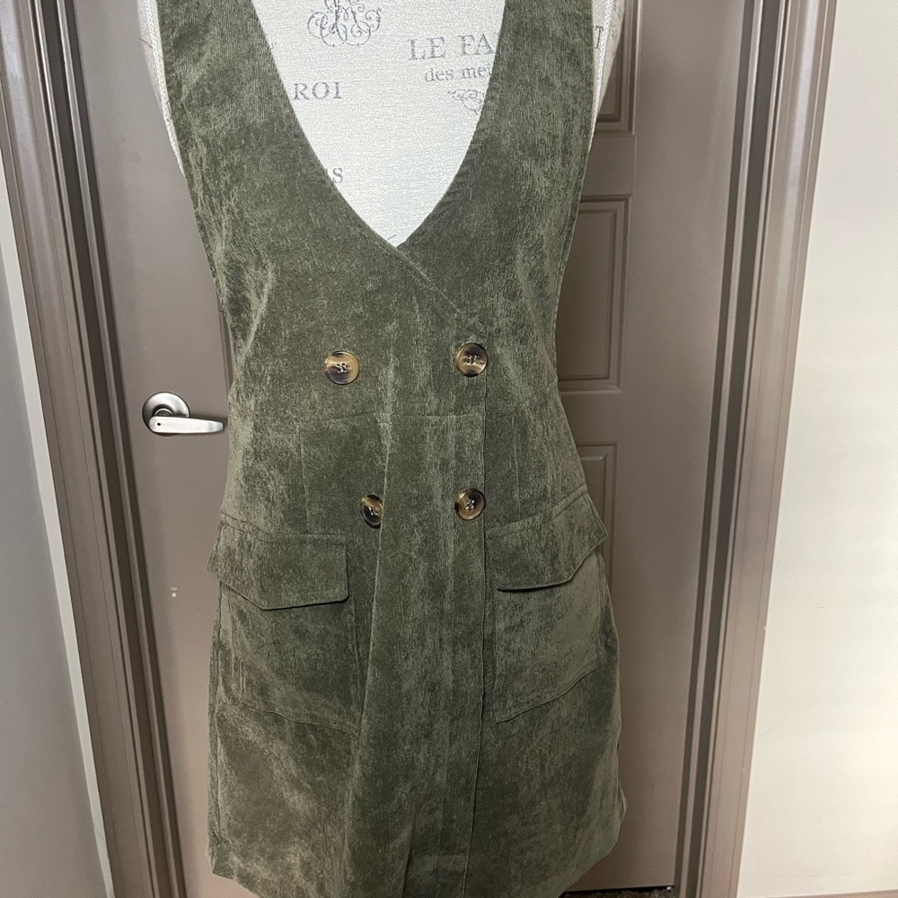 Umgee Size Small Corduroy Sleeveless Green Dress